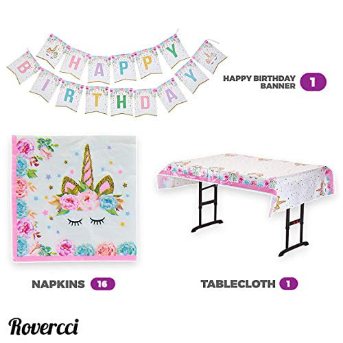 Details about  / Unicorn Party Supplies Set /& Tableware KitBirthday Decorations Bunting NEW